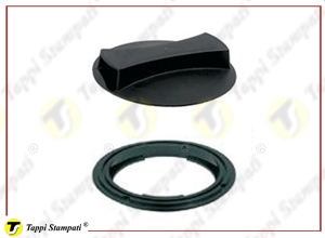 Threaded inspection cap in plastic material, with flange for hole Ø 124 mm fastening